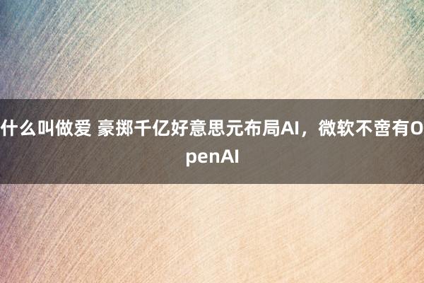 什么叫做爱 豪掷千亿好意思元布局AI，微软不啻有OpenAI