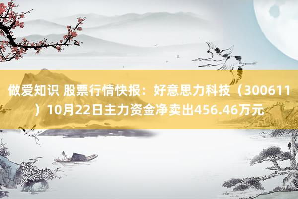 做爱知识 股票行情快报：好意思力科技（300611）10月22日主力资金净卖出456.46万元