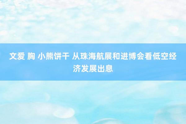 文爱 胸 小熊饼干 从珠海航展和进博会看低空经济发展出息