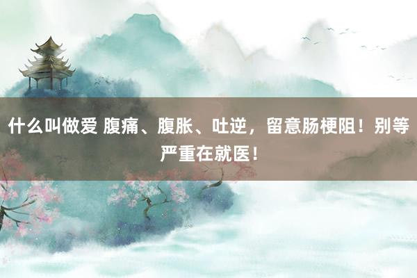 什么叫做爱 腹痛、腹胀、吐逆，留意肠梗阻！别等严重在就医！