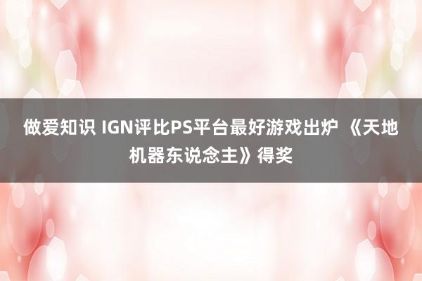 做爱知识 IGN评比PS平台最好游戏出炉 《天地机器东说念主》得奖