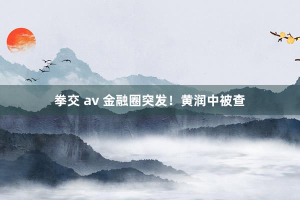 拳交 av 金融圈突发！黄润中被查