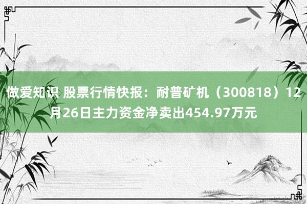 做爱知识 股票行情快报：耐普矿机（300818）12月26日主力资金净卖出454.97万元