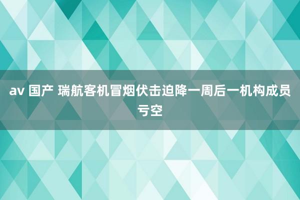 av 国产 瑞航客机冒烟伏击迫降一周后一机构成员亏空