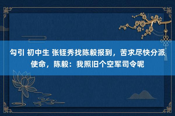 勾引 初中生 张铚秀找陈毅报到，苦求尽快分派使命，陈毅：我照旧个空军司令呢