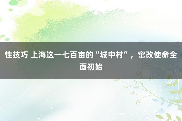 性技巧 上海这一七百亩的“城中村”，窜改使命全面初始