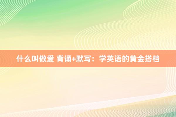 什么叫做爱 背诵+默写：学英语的黄金搭档