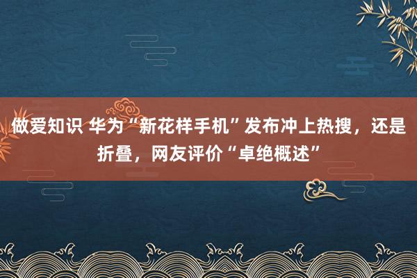 做爱知识 华为“新花样手机”发布冲上热搜，还是折叠，网友评价“卓绝概述”