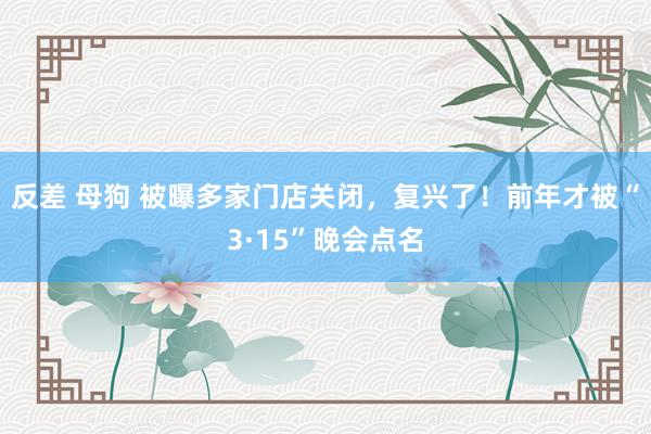 反差 母狗 被曝多家门店关闭，复兴了！前年才被“3·15”晚会点名