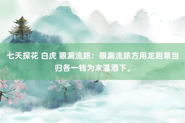 七天探花 白虎 眼漏流脓：眼漏流脓方用龙胆草当归各一钱为末温酒下。