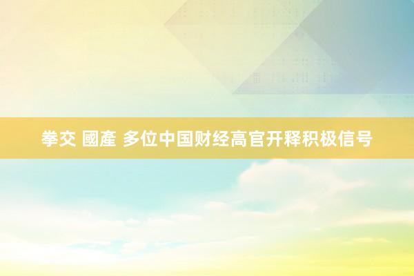 拳交 國產 多位中国财经高官开释积极信号