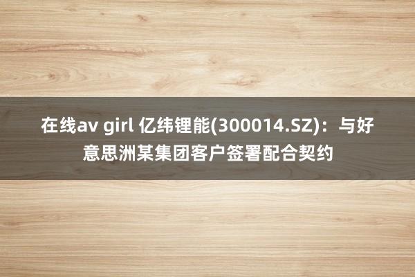 在线av girl 亿纬锂能(300014.SZ)：与好意思洲某集团客户签署配合契约