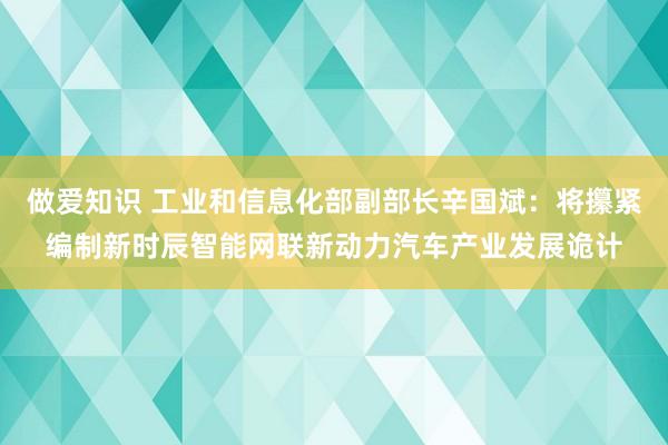 做爱知识 工业和信息化部副部长辛国斌：将攥紧编制新时辰智能网联新动力汽车产业发展诡计