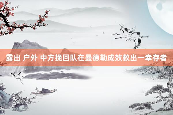 露出 户外 中方挽回队在曼德勒成效救出一幸存者