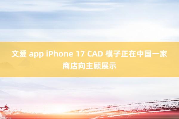 文爱 app iPhone 17 CAD 模子正在中国一家商店向主顾展示