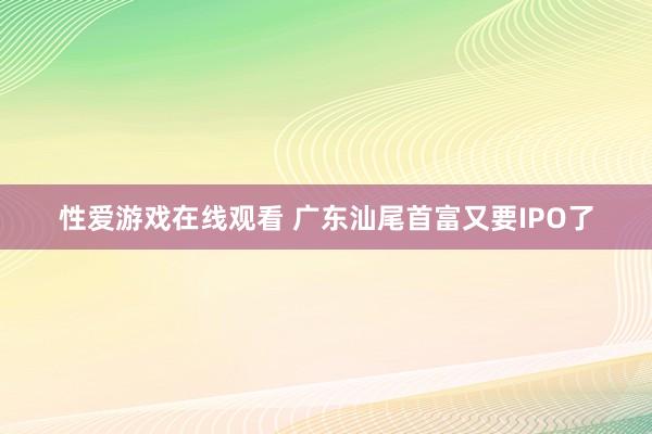 性爱游戏在线观看 广东汕尾首富又要IPO了