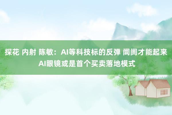 探花 内射 陈敏:AI等科技标的反弹 阛阓才能起来 AI眼镜或是首个买卖落地模式