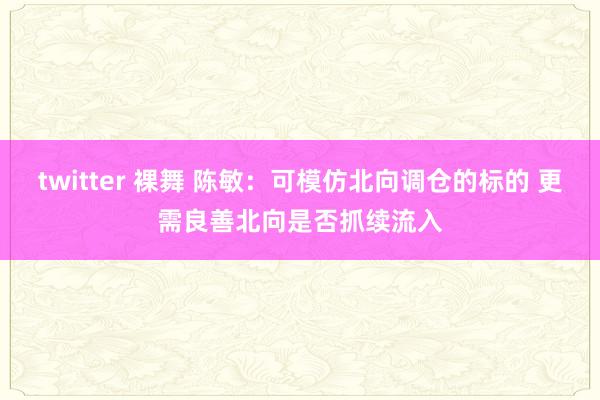 twitter 裸舞 陈敏:可模仿北向调仓的标的 更需良善北向是否抓续流入
