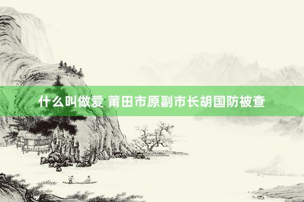 什么叫做爱 莆田市原副市长胡国防被查